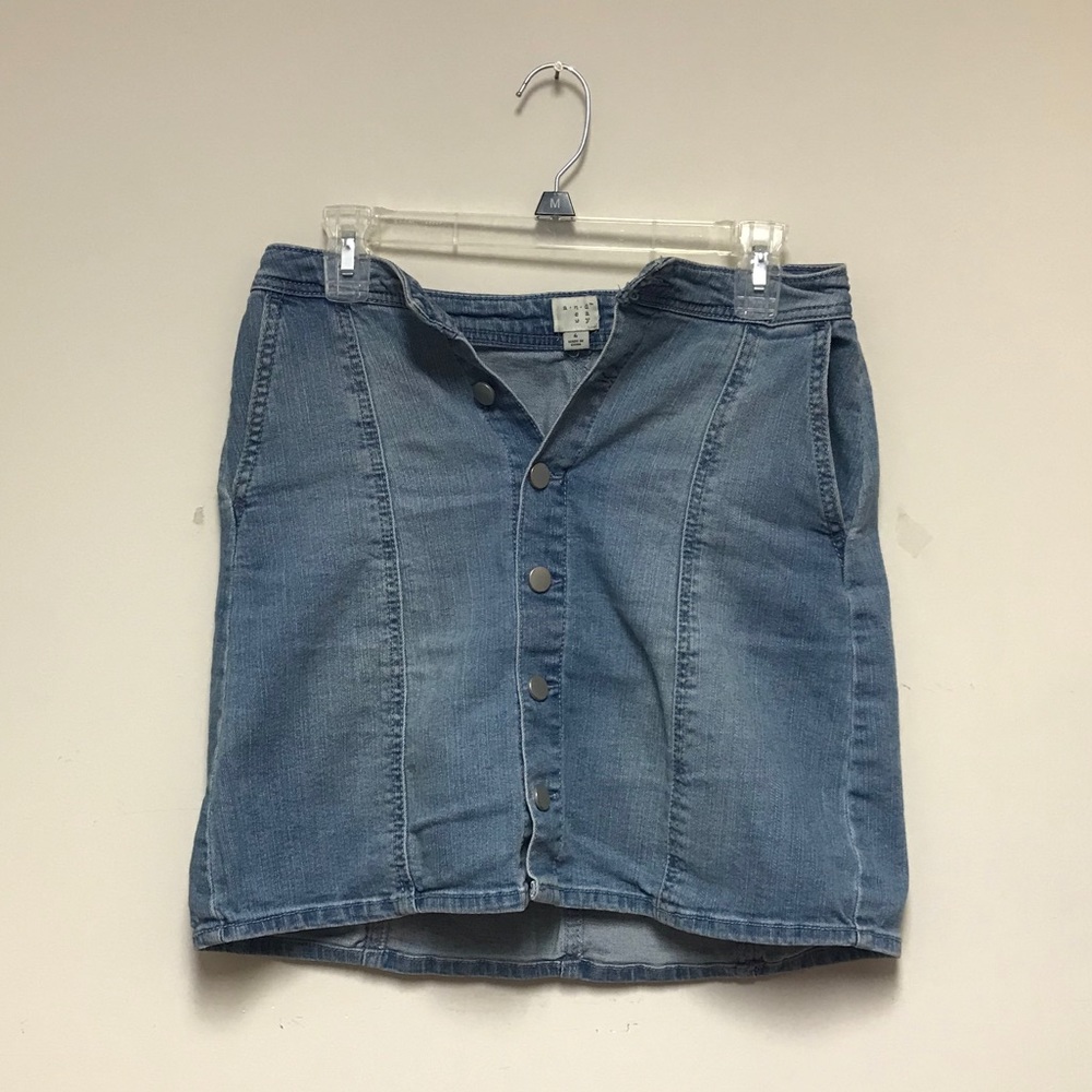 button-down jean skirt